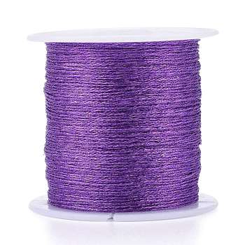 Polyester Braided Metallic Thread, for DIY Braided Bracelets Making and Embroidery, Purple, 0.4mm, 6-Ply, about 54.68 yards(50m)/roll