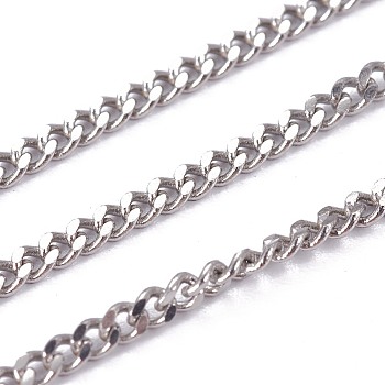 304 Stainless Steel Curb Chains, Soldered, with Spool, Stainless Steel Color, 2.4x1.9x0.9mm, about 65.61 Feet(20m)/roll