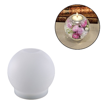 DIY Candle Holder Silicone Molds, Resin Casting Molds, For UV Resin, Epoxy Resin Jewelry Making, Ball, White, 83x74mm, Inner Diameter: 37mm