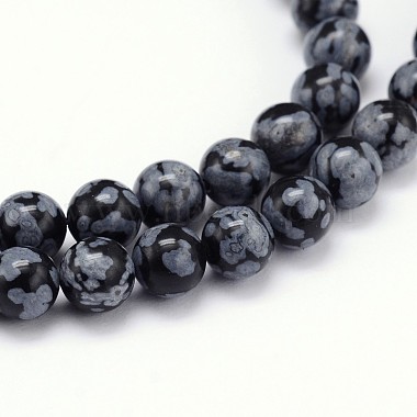Flocon de neige naturelle obsidienne chapelets de perles rondes(X-G-J303-09-4mm)-3
