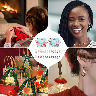 Christmas Theme Alloy Enamel Santa Claus/Snowman Charm Locking Stitch Markers(HJEW-PH01810)-6