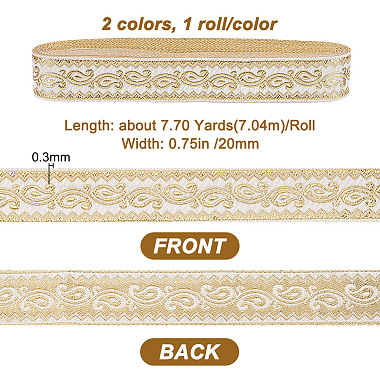 2 rouleaux 2 couleurs rubans en polyester à fleurs brodées de style ethnique(EJEW-GO0001-02)-2