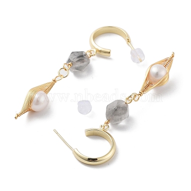 boucles d'oreilles pendantes en quartz naturel(EJEW-P256-51G)-2