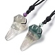 Natural Fluorite Plague Doctor Pendant Necklace with Nylon Rope(NJEW-H009-01-02)-1