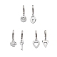 3 Pair 3 Style Crystal Rhinestone Clover & Lock & Key & Triangle & Flat Round & Heart Asymmetrical Earrings(EJEW-B020-01P)-1