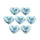 Flower Printed Opaque Acrylic Heart Beads(SACR-S305-28-G02)-1