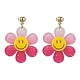 Sunflower with Smiling Acrylic Dangle Stud Earrings(EJEW-JE05608)-4