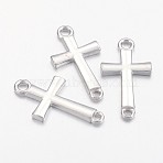 Alloy Links connectors, Cadmium Free & Nickel Free & Lead Free, Sideways Cross, 14.5x27x2.5mm, Two Holes, Hole: 2.5mm(X-PALLOY-AD-77887-N)