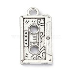 Tibetan Style Alloy Cassette Tape Pendants, Antique Silver, 23x12x2mm, Hole: 2.3mm(X-PALLOY-D203-01AS)
