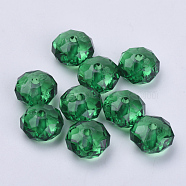 Transparent Acrylic Beads, Faceted, Rondelle, Dark Green, 8x5mm, Hole: 1.4mm, about 270pcs/50g(X-TACR-Q258-8mm-V17)