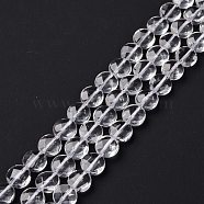 Natural Quartz Crystal Beads Strands, Rock Crystal, Flat Round, Faceted, 8x4.5mm, Hole: 1mm, about 51pcs/strand, 15.94 inch(40.5cm)(G-C238-44A)