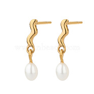 Stainless Steel with Pearl Stud Earrings for Women(OJ6889-1)