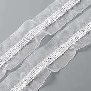 Polyester Pleated Lace Trim, Curtain Decoration, Costume Accessories, White, 2-1/8 inch(55mm), about 12.58 Yards(11.5m)/Card(OCOR-WH0060-36D)