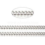 Brass Cuban Link Chains, Chunky Curb Chains, Oval, Unwelded, Long-Lasting Plated, with Spool, Real Platinum Plated, Link: 7.5x9x2mm, about 16.4 Feet(5m)/roll(CHC-K010-03P)