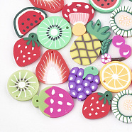 Handmade Polymer Clay Pendants, Fruit, Mixed Color, 18~29x13~20x2~3.5mm, Hole: 1mm(X-CLAY-T013-01)