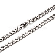 New Nice 304 Stainless Steel Curb Chain Necklaces, with Lobster Claw Clasps, Faceted, Stainless Steel Color, 23.6 inch(59.9cm)(NJEW-P047-24)