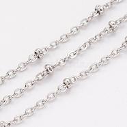 304 Stainless Steel Cable Chains, Satellite Chains, Soldered, with Spool, Rondelle Beads, Stainless Steel Color, 1.5mm, about 32.8 Feet(10m)/roll(CHS-H007-08P)