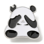 Panda Enamel Pins, Platinum Plated Alloy Badge for Backpack Clothes, Black, 26x25.5x1.5mm(JEWB-K012-05F-P)