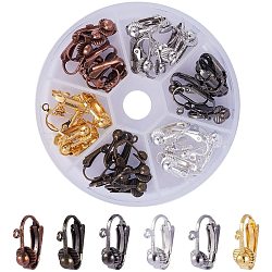 36Pcs Brass Clip-on Earring Findings, Size 17x14x7mm in a Box for Non-pierced Ears 6 Mixed Color(KK-PH0021-01M)