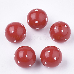 Acrylic Beads, Round with Spot, Red, 16x15mm, Hole: 2.5mm(SACR-T345-02C-05)