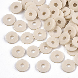 Handmade Polymer Clay Beads, for DIY Jewelry Crafts Supplies, Disc/Flat Round, Heishi Beads, Light Goldenrod Yellow, 8x1mm, Hole: 2mm, about 13000pcs/1000g(CLAY-Q251-8.0mm-106)