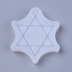 Silicone Molds, Resin Casting Molds, For UV Resin, Epoxy Resin Jewelry Making, for Jewish, Hexagram with Star of David, White, 50x43x17mm, Inner Diameter: 44x35mm(X-DIY-L014-11)