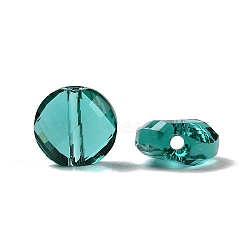 Imitation Austrian Crystal Beads, Grade AAA, K9 Glass, Faceted, Flat Round, Dark Cyan, 10x5mm, Hole: 0.9~1mm(SWAR-F057-10mm-24)