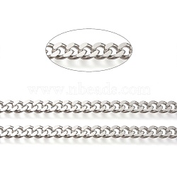 Brass Cuban Link Chains, Chunky Curb Chains, Oval, Unwelded, Long-Lasting Plated, with Spool, Real Platinum Plated, Link: 7.5x9x2mm, about 16.4 Feet(5m)/roll(CHC-K010-03P)