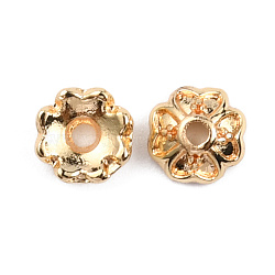 Brass Bead Caps, 4-Petal, Long-lasting, Flower, Real 14K Gold Plated, 5.5x5.5x2.2mm, Hole: 1.1mm(KK-WH0035-54)