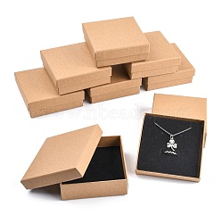 Cardboard Jewelry Boxes, for Ring, Square, Tan, 9x9x3cm(CBOX-R036-09-9x9)