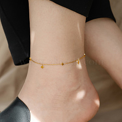 Star 304 Stainless Steel Link Chain Anklets for Women, Golden, 8-1/4 inch(210mm)(FS-WGDE11C-01)
