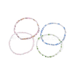 4Pcs 4 Color Glass Round Beaded Stretch Bracelets Set, Stackable Bracelets, Mixed Color, Inner Diameter: 2-3/8 inch(6cm), 1Pc/color(BJEW-JB09701-S)