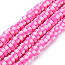 Handmade Polymer Clay Beads Strands, for DIY Jewelry Crafts Supplies, Flat Round, Honeydew, 6.8~8x3mm, Hole: 1.4mm, about 110~116pcs/strand, 15.75 inch(40cm)(CLAY-N008-042E)