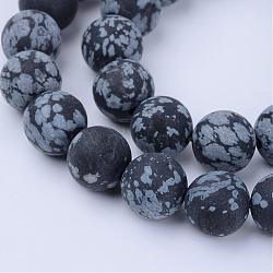 Natural Snowflake Obsidian Beads Strands, Frosted, Round, 8~8.5mm, Hole: 1mm, about 45pcs/strand, 14.5 inch(G-Q462-8mm-10)
