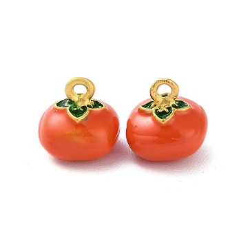 Alloy Enamel Pendants, Cadmium Free & Nickel Free & Lead Free, Matte Gold Color, Tomato, 11x10x9.5mm, Hole: 1.5mm