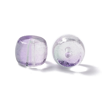 Transparent Glass Beads, Barrel, Lilac, 7.5x6mm, Hole: 1.5mm
