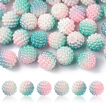 Imitation Pearl Acrylic Beads, Berry Beads, Combined Beads, Round, Dark Turquoise, 12mm, Hole: 1mm