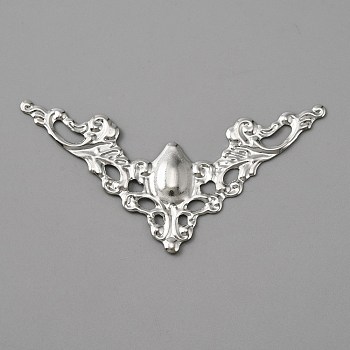 Iron Filigree Joiners, Hollow, Triangle, Platinum, 30x57x1mm