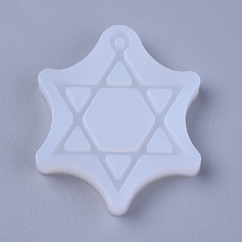 Silicone Molds, Resin Casting Molds, For UV Resin, Epoxy Resin Jewelry Making, for Jewish, Hexagram with Star of David, White, 50x43x17mm, Inner Diameter: 44x35mm