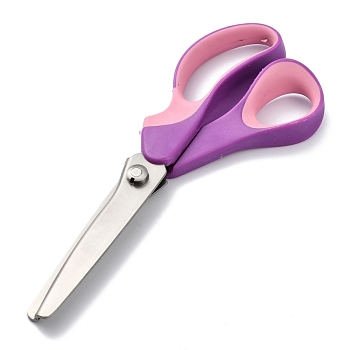 201 Stainless Steel Pinking Shears, Serrated Scissors, with Plastic Handle, for Sewing, Craft, Dressmaking, Violet, 230x88x21mm