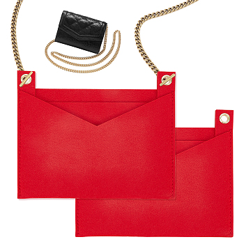 Felt Bags Organizer Insert, Mini Envelope Handbag Shaper Premium Felt, with Iron Grommets, Red, 22x18.3x0.5cm, Hole: 10mm