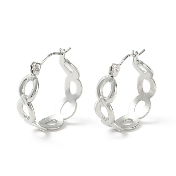304 Stainless Steel Oval Link Chunky Hoop Earrings for Women, Stainless Steel Color, 21.5x20.5x7mm, Pin: 0.7mm