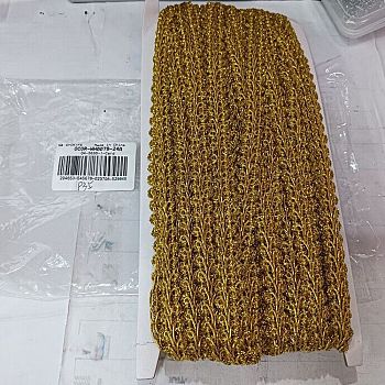 Sparkle Braided Polyester Lace Trim, Garment Accessories, Gold, 3/8~1/2 inch(11~12mm), 20 yards/card