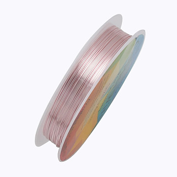 Round Copper Jewelry Wire, Pink, 18 Gauge, 1mm, about 8.2 Feet(2.5m)/roll