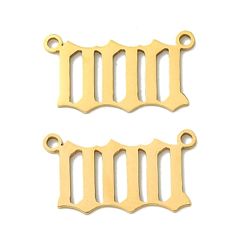 201 Stainless Steel Pendants, Laser Cut, Number 0 Charm, Real 18K Gold Plated, 12x22x1mm, Hole: 1.5mm