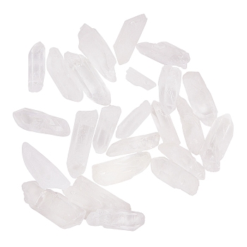 Natural Quartz Crystal Beads, Nuggets, Tusk Shape, Dyed, Clear, 6~9x18~26mm, Hole: 0.85mm, about 23pcs/box