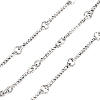304 Stainless Steel Twist Bar Link Chains, Soldered, with Spool, Stainless Steel Color, 10x2x1mm