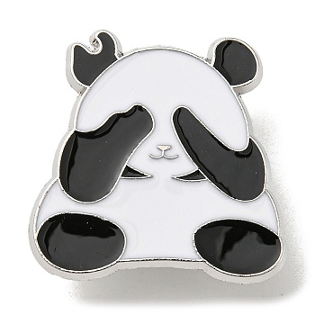 Panda Enamel Pins, Platinum Plated Alloy Badge for Backpack Clothes, Black, 26x25.5x1.5mm