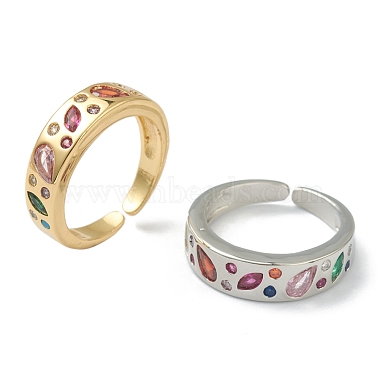 Colorful Brass+Cubic Zirconia Finger Rings