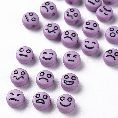 Medium Purple Flat Round Acrylic Beads